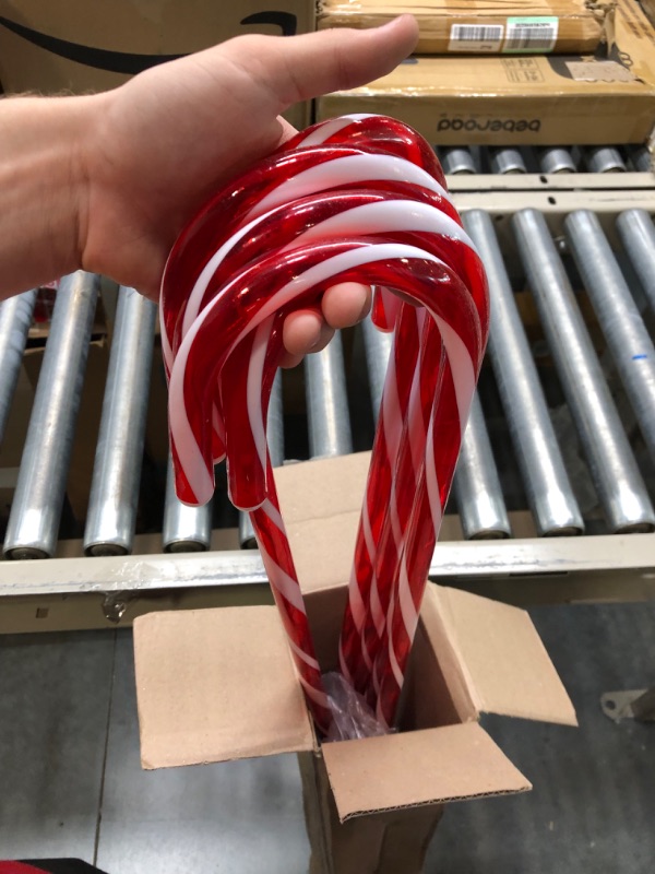 Photo 1 of Christmas Candy Cane Lights - 26Inch Xmas Pathway Markers Light Decorations, Light Up Candy Canes Light with 6 Tungsten Bulbs, Xmas Outdoor Light for Walkway, Yard, Home, Holiday Party Decor, 6 Pack