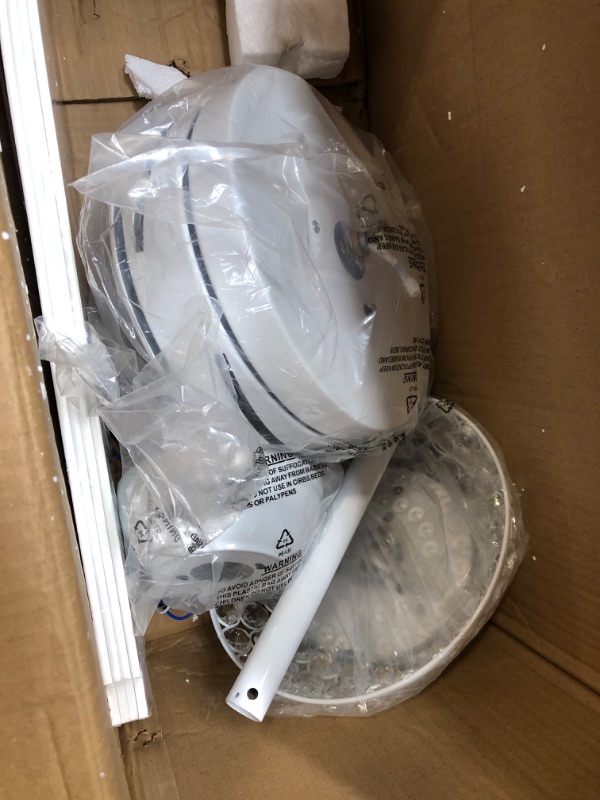 Photo 1 of Bella Depot 52" Modern Crystal Ceiling Fan With LED Light, Remote Control, CCT Dimmable, Reversible Motor & Reversible Blades, White 52 Inch White