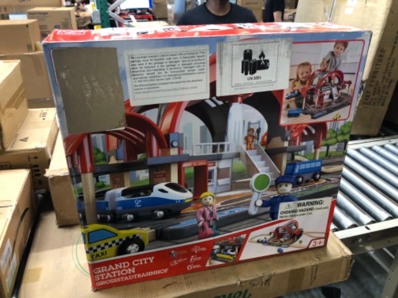 Photo 1 of Hape Grand City Station with Light and Sound| 49 PCs Wooden Pretend Play Railway Set with Projector and Recorder for Kids