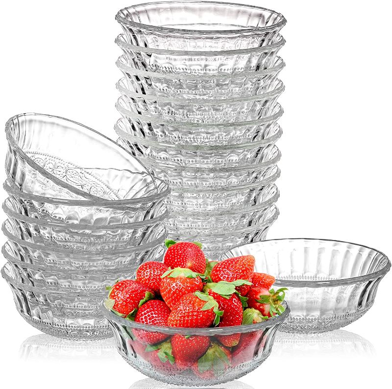 Photo 1 of 5 Inch Round Glass Salad Bowls, 10 Oz Crystal Salad Bowl, Glass Ice Cream Bowls Dessert Bowls Set, Candy Bowls Serving Bowl for Fruit Candy Snack Dishwasher, Freezer Safe