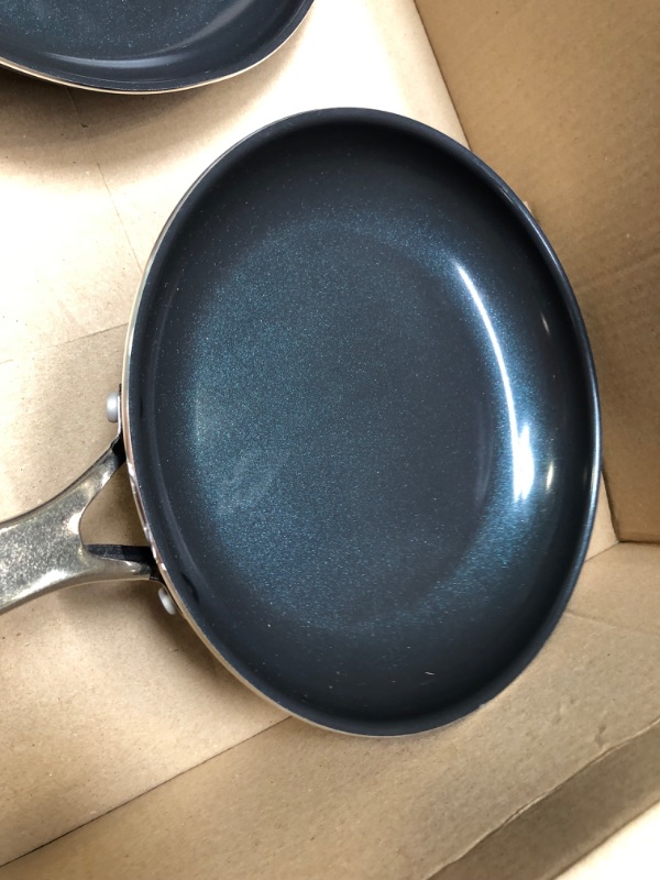 Photo 3 of Blue Diamond Cookware Hard Anodized Ceramic Nonstick, 10" and 12" Frying Pan Skillet Set, PFAS-Free, Dishwasher Safe, Oven Safe, Grey