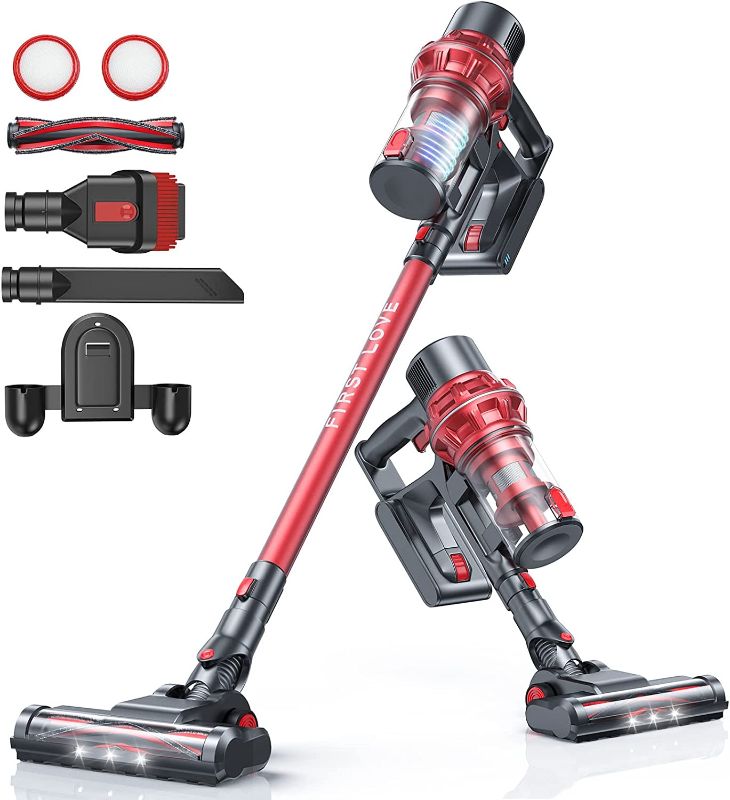 Photo 1 of FirstLove Lightweight Cordless Vacuum Cleaner, 25KPa Powerful Suction Power Stick and Handheld Vac with Detachable Battery, Wireless Vacuum Cleaner for Carpet and Floor, Pet Hair
