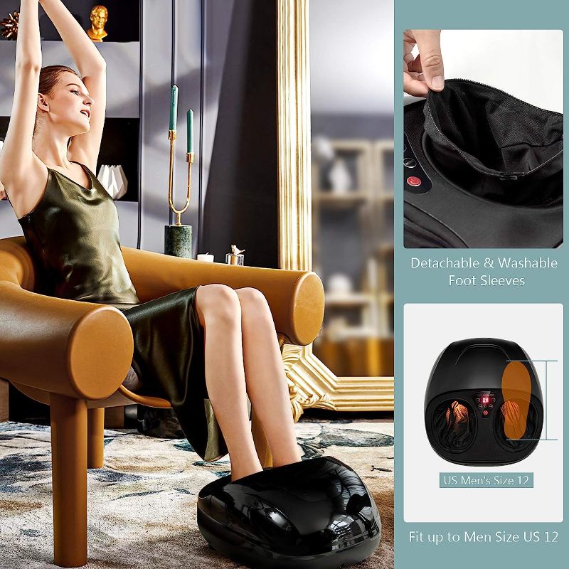 Photo 4 of Giantex Foot Massager Machine with Heat and Remote, Shiatsu Foot Massager w/Deep Kneading Rolling Air Compression Built-in Heat Function, Adjustable Intensity, Foot Massage for Muscle Relax (Black)