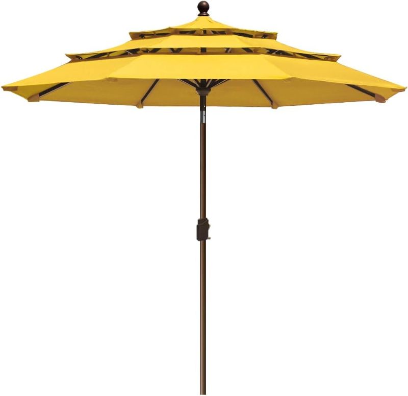 Photo 1 of EliteShade USA 10-Year-Non-Fading Sunumbrella 9Ft 3 Tiers Market Umbrella Patio Umbrella Outdoor Table Umbrella with Ventilation,Sunflower Yellow