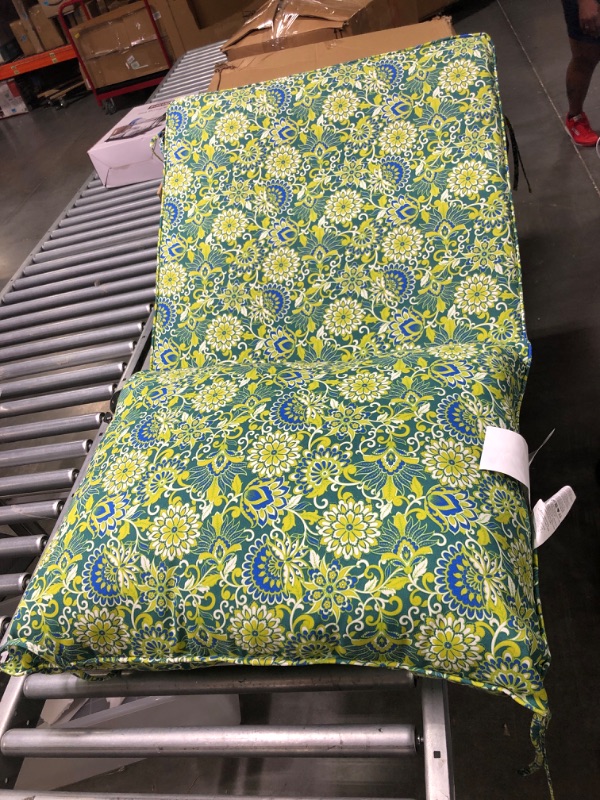 Photo 2 of Basics Deep Seat Patio Seat and Back Cushion- Blue Flower