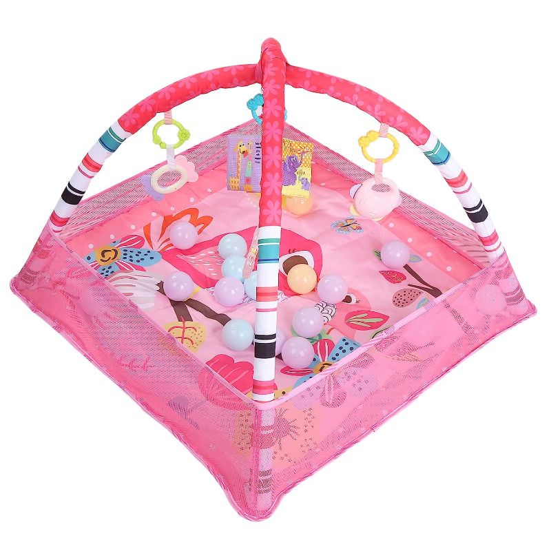 Photo 1 of Baby Playmat Gym Play Gym Baby Tummy Time Matbaby Activity Mat Activity Center for Baby, Attract Baby's Attention Exercise Baby's Visual Baby Play Gym for Baby Gym for Baby Play(Pink)