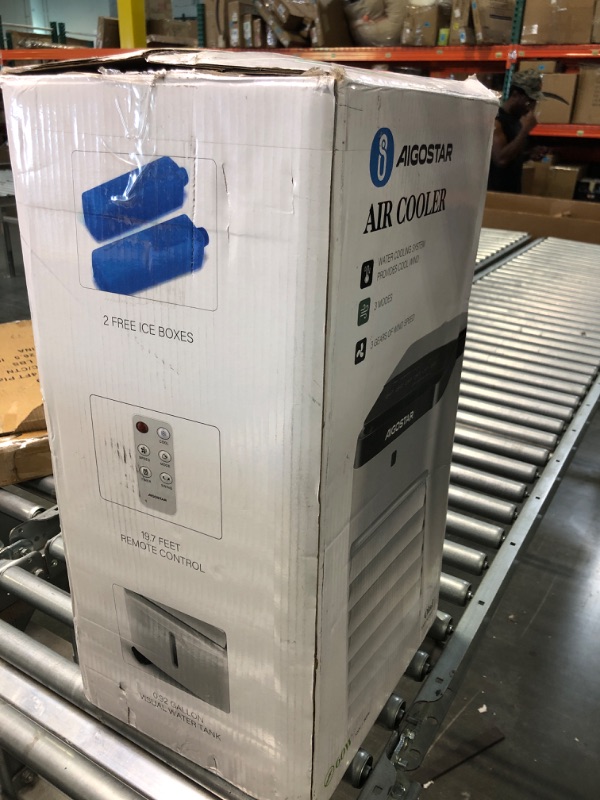 Photo 4 of ****2 Ice Boxs NOT included**** Aigostar Evaporative Air Cooler, 3-IN-1 Portable Air Cooler Fan with Cooling & Humidifier, 3 Speeds & 70° Oscillation Swamp Cooler, 330 CFM, , Cools 370 Square Feet for Room Bedroom Office