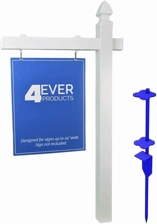 Photo 1 of 4Ever Products Vinyl PVC Real Estate Sign Post - White - 5' Tall Post (Single)