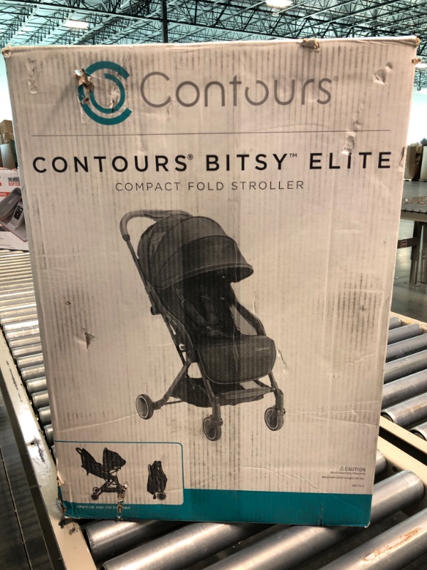 Photo 3 of Contours Bitsy Elite Compact Fold Lightweight Travel Baby Stroller and Toddler Stroller with Adapter Free Infant Car Seat Compatibility, Reclining Seat, Easy One-Hand Fold - Onyx Black