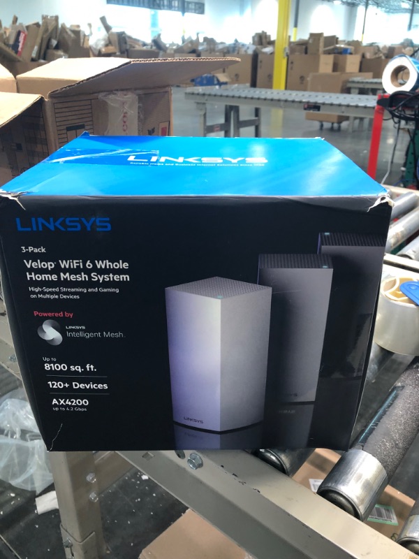 Photo 3 of Linksys MX12600 Velop Intelligent Mesh WiFi 6 System: AX4200, Tri-Band Wireless Network for Full-Speed Home Coverage, 8,100 sq ft (White, 3-Pack) WIFI 6 8100 Sq. ft - 120+ Devices