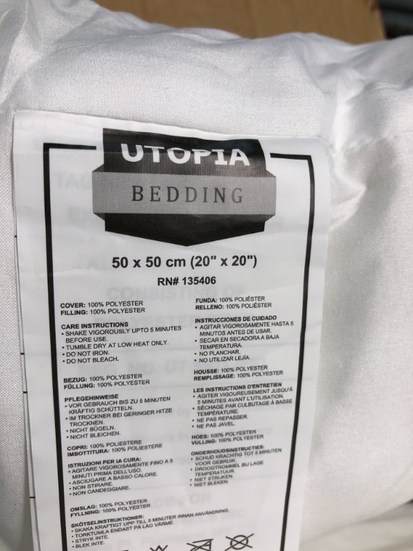 Photo 3 of Utopia Bedding Throw Pillows Insert (Pack of 2, White) - 20 x 20 Inches Bed and Couch Pillows - Indoor Decorative Pillows