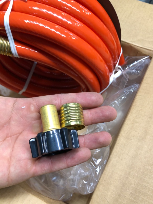 Photo 3 of Camco Rhino 25-Foot RV Clean-Out Gray/Black Water Hose | Features a Heavy-Duty PVC Construction, a Bright Orange Color, and is Great for Cleaning Camper Black Water, Grey Water or Tote Tanks (22990) Clean Out Hose