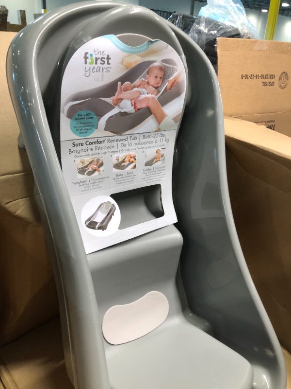 Photo 2 of The First Years Sure Comfort Renewed Baby Bathtub — 50% Recycled Plastic — 3-in-1 Newborn to Toddler Bathtub — Baby Bath Essentials Gray