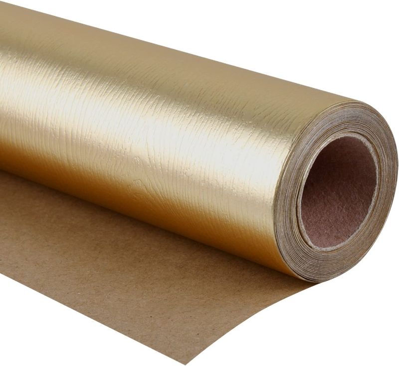 Photo 1 of WRAPAHOLIC Wrapping Paper Roll - Basic Texture Matte Gold for Birthday, Holiday, Wedding, Baby Shower Wrap - 30 inch x 16.5 feet