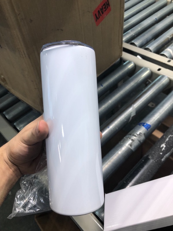 Photo 3 of 50 Pack Sublimation Tumblers 20 oz Skinny bulk,Stainless Steel Double Wall Insulated Straight Sublimation Tumbler Cups Blank White with Lid,Individually Box,Polymer Coating for Heat Transfer