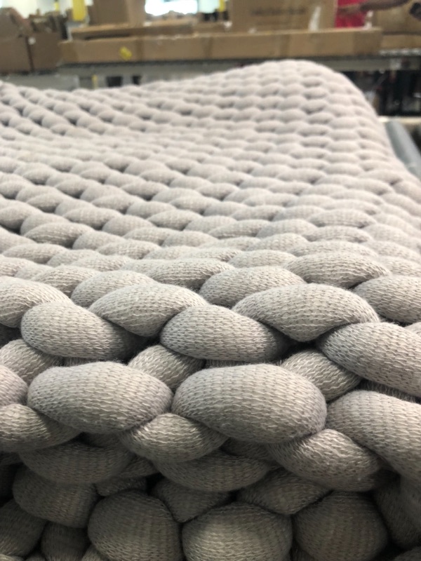 Photo 2 of Uttermara Knitted Weighted Blanket Twin 15 Pounds 48x72 Inches, Weighted Blanket Knit Cooling for Hot Sleeper, Chunky Knit Weighted Blankets No Bead Breathable Great for Relaxing & Calming, Grey