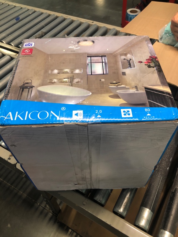 Photo 5 of Akicon Ultra Quiet Bathroom Exhaust Fan with LED Light 80CFM 2.0 Sones Round Bathroom Ventilation Fan with Frosted Glass Cover Brushed Nickel Finish (Brushed Nickel)