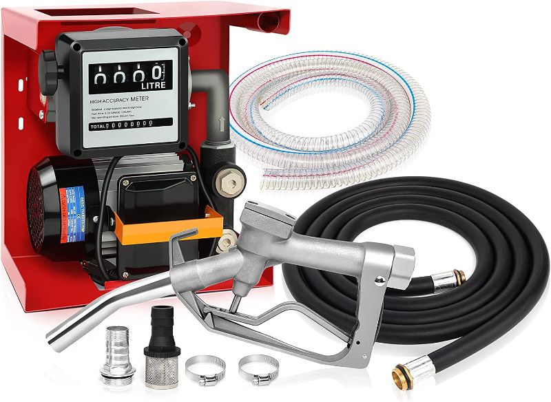 Photo 1 of 10V 550W Electric Oil Diesel Fuel Oil Transfer Pump W/Meter + 13ft Fuel Dispensing Hose+6.56ft Suction Hose