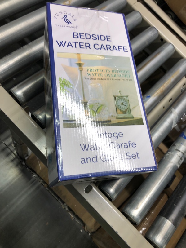 Photo 3 of Bedside Water Carafe and Glass Set Vintage Nightstand Glass Carafe with cup to keep you hydrated during the night or popular mouthwash decanter or small water carafe.
