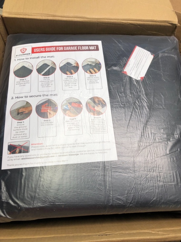 Photo 2 of X-CUIRASS Large (18ft x 7.4ft) Premium Garage Floor Mat (Included Double Sided Tape, Scissor & Measuring Tape), Waterproof Oil Absorbent Rubber Mats, Reusable, Washable, Cutable Flooring Protector