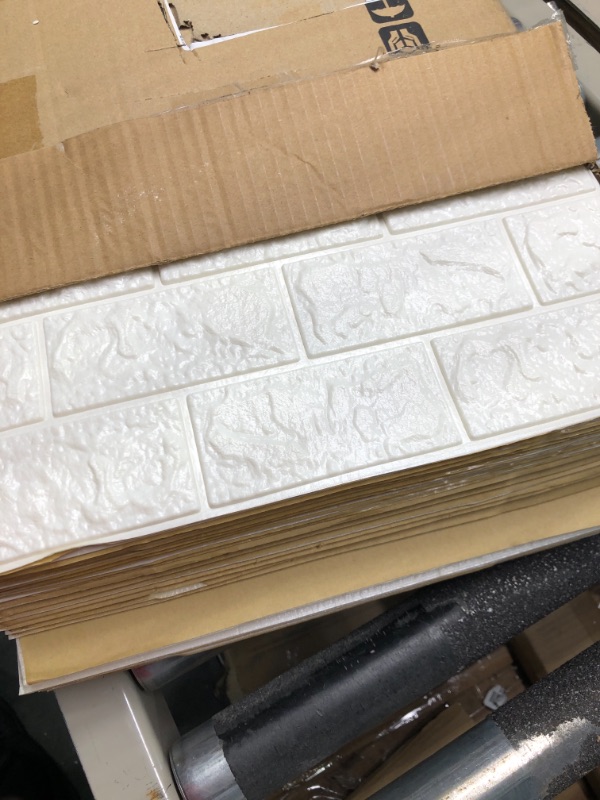 Photo 1 of Art3d 30 Pcs 3D Brick Wallpaper in White, Faux Foam Brick Wall Panels Peel and Stick, Waterproof for Bedroom, Living Room, and Laundry Decor (43.5Sq.Ft) 16.5”*12.6” White 30