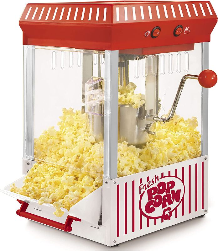 Photo 1 of Nostalgia Popcorn Maker Machine - Professional Table-Top With 2.5 Oz Kettle Makes Up to 10 Cups - Vintage Lincoln Popper Popcorn Machine Movie Theater Style - Red & White
