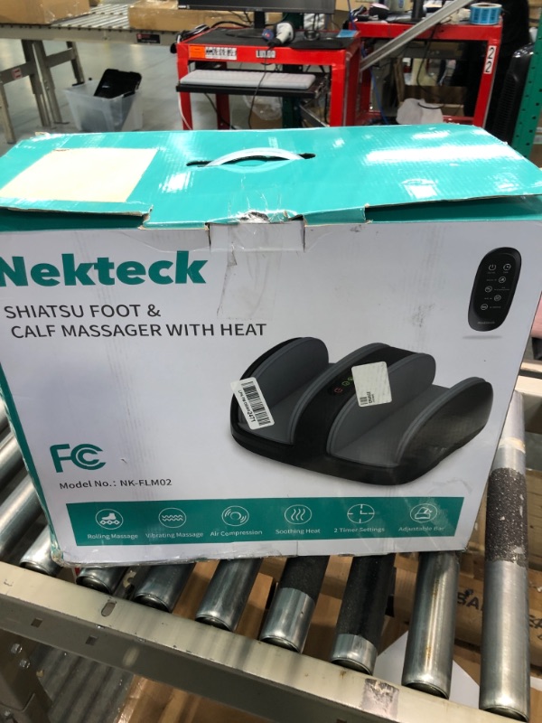 Photo 4 of Nekteck Foot Shiatsu Massager, Calf Massage with Heat Therapy, Deep Kneading, Vibration, Compression Leg Massager for Home and Office Use (Remote Control) Black