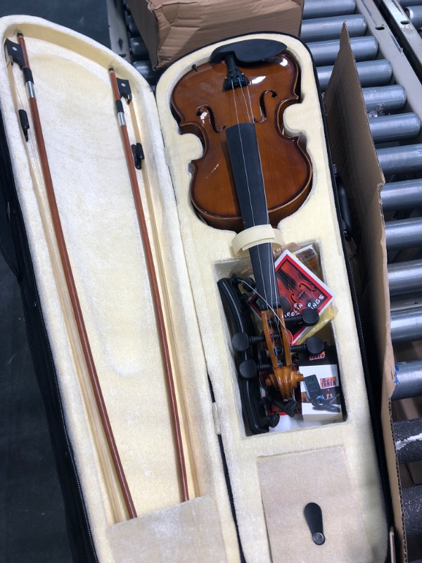 Photo 2 of Poseidon Violin Strings 4/4 Full Set, Antique Solidwood Spruce and Ebony Fittings Stringed Musical Instruments, Violin for Beginners w/Case, Extra Bows, Strings, Shoulder Rest, Rosins, Clip-on Tuner 4/4 Antique