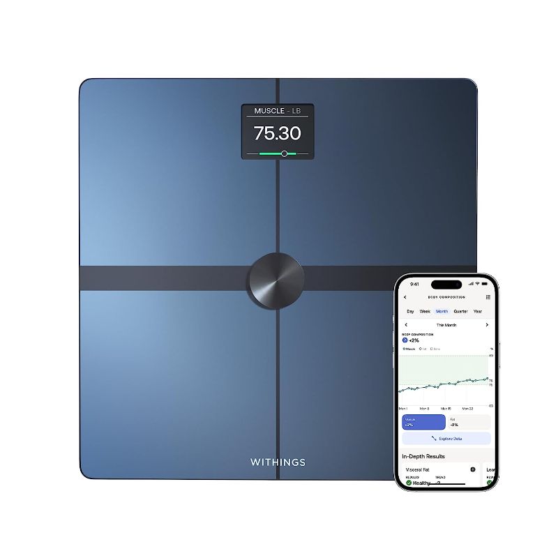 Photo 1 of WITHINGS Body Smart - Accurate Scale for Body Weight and Fat Percentage, Body Composition Wi-Fi and Bluetooth Weight Scale, Baby Weight Scale, Smart Scale Apple Health Compatible, Bathroom Scale