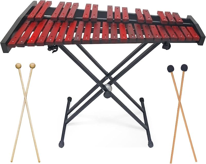 Photo 1 of 37 Note Glockenspiel Xylophone,Professional Wooden Glockenspiel Xylophone with Mallet and Adjustable Stand,Xylophone Bell Kit for Adult Beginner Students