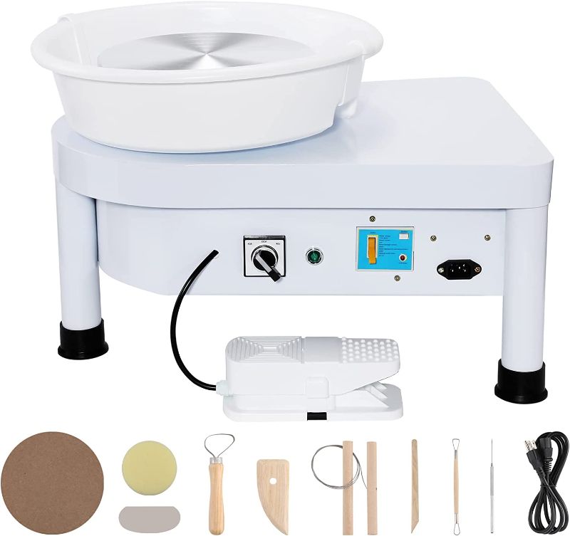 Photo 1 of  Pottery Wheel Ceramic Machine 25CM with Foot Pedal, Electric Pottery Machine with Detachable Basin for Pottery Studio/Home