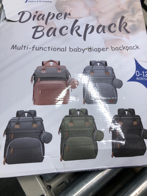 Photo 3 of DERSTUEWE Diaper Bag Backpack?Baby Diaper Bags, Baby Shower Gifts, Multifunctional diaper backpack Large Capacity, (Heather Grey)