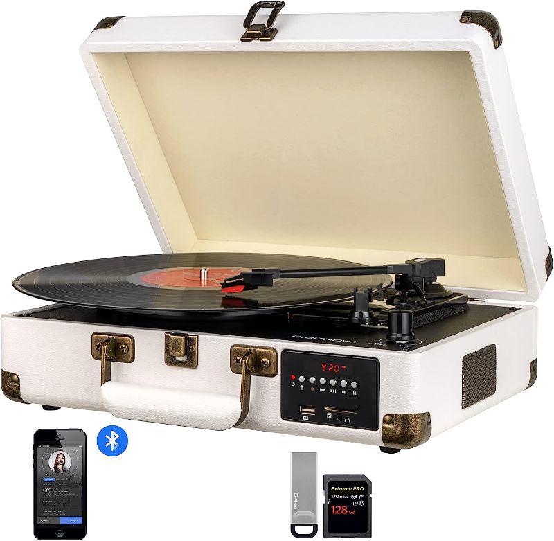 Photo 1 of DIGITNOW Record Player, Turntable Suitcase with Multi-Function Bluetooth/FM Radio/USB and SD Card Port/Vinyl to MP3 Converter