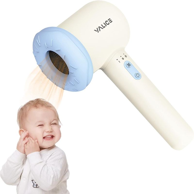 Photo 1 of Cordless Baby Hair Dryer for Infant, Kids Mini Hair Blow Dryer Rechargeable Low Noise Gentle Heat for Baby Butt Skin with 3 Speed Settings, 0-3 Years Using (Blue)
