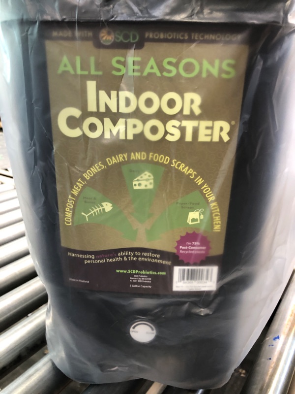 Photo 3 of All Seasons Indoor Composter Starter Kit – 5 Gallon Black Compost Bin For Kitchen Countertop With Lid, Spigot & 1 Gallon (2 lbs.) Bag Of Dry Bokashi Bran – Made In USA by SCD Probiotics