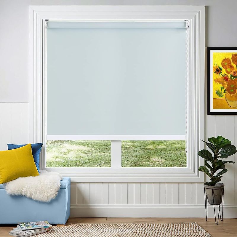 Photo 1 of  Blackout Blinds, Roller Shades for Windows, 100% Blackout Shades for Living Room,Office,Bedroom,UV Protection Fabric,Easy to Install,Cut to Size, Blue
