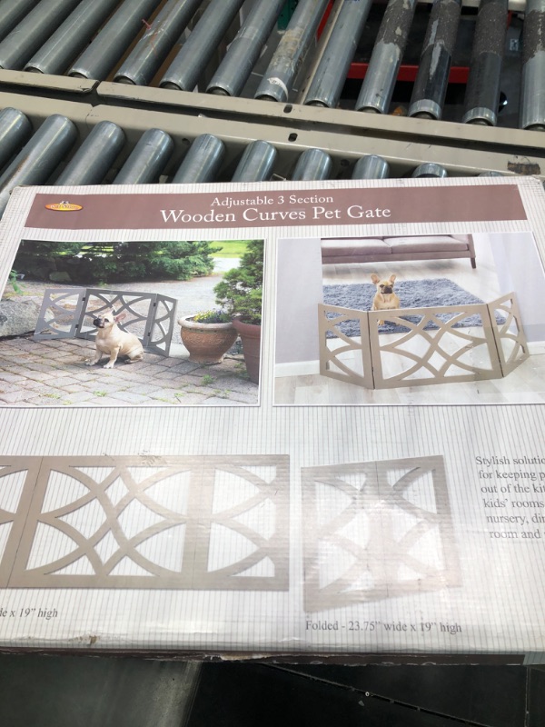 Photo 1 of Indoor/Outdoor Solid Wood Curves Freestanding Foldable Adjustable 3-Section Pet Gate