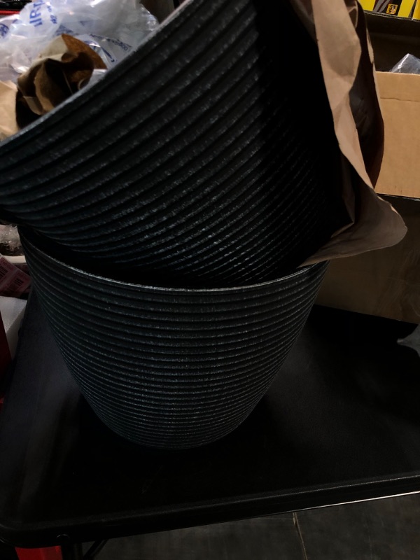 Photo 2 of Algreen 23236 Valencia Planters, Ribbed Plant Pots, Charcoal, 14" x 11" (Pack of 2) 2 Pack Charcoal