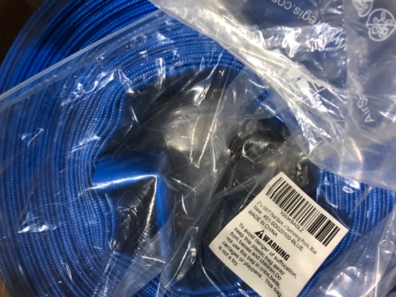 Photo 3 of Augtarlion 2" x 100 FT Pool Backwash Hose with Clamps, 6-Bar, Heavy Duty Reinforced Lay Flat Water Discharge Hose, Weather-proof & Burst-proof, Ideal for Sump Pump Hose & Pool Drain Hose, Blue 2 in x 100 ft Blue