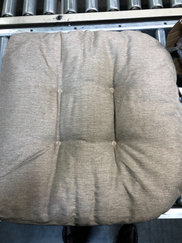 Photo 3 of  Outdoor Seat/Back Chair Cushion Tufted Pillow , Spring/Summer Seasonal All Weather Replacement Cushions. (TAN/Grey)