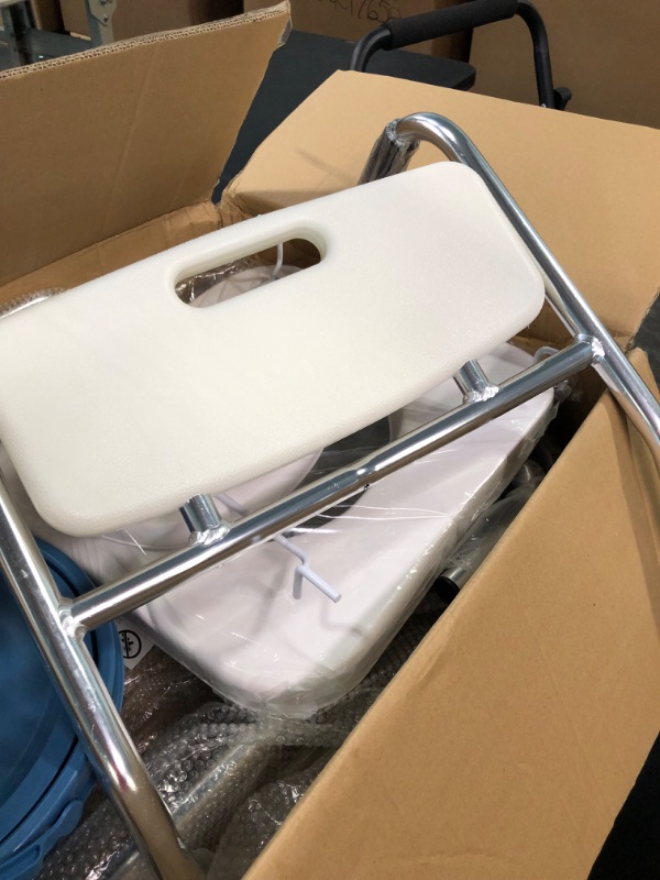 Photo 1 of HABUTWAY 4 in 1 Bedside Commode Chair, Transport Shower Wheelchair Toilet Rolling Transport Chair with 4 Brakes Casters,Tissue Holder,Crutch Holder for Elderly Injured and Disabled