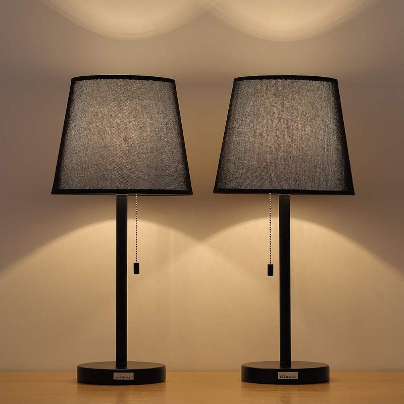 Photo 1 of HAITRAL Two Set Black Modern Metal Lamp Pull Chain Light Table Reading Lamp (HT-TH15-07X2)