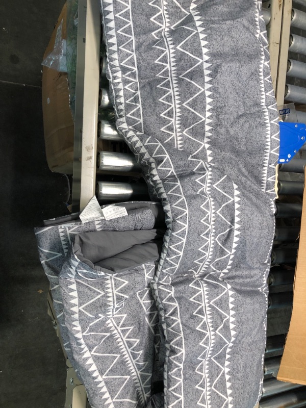 Photo 1 of Andency Grey Comforters Queen Size Set, 3 Pieces Bedding Comforter Sets (1 Geometric Striped Comforter & 2 Pillowcases), Gray Bohemian Summer Lightweight Microfiber Down Alternative Bed Set Queen (90*90 in) Grey