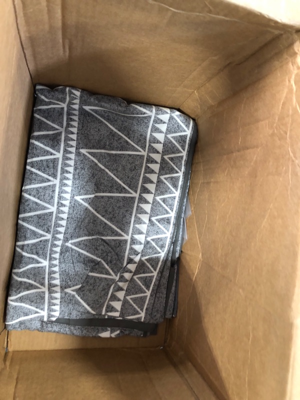 Photo 1 of Andency Grey Comforters Queen Size Set, 3 Pieces Bedding Comforter Sets (1 Geometric Striped Comforter & 2 Pillowcases), Gray Bohemian Summer Lightweight Microfiber Down Alternative Bed Set Queen (90*90 in) Grey