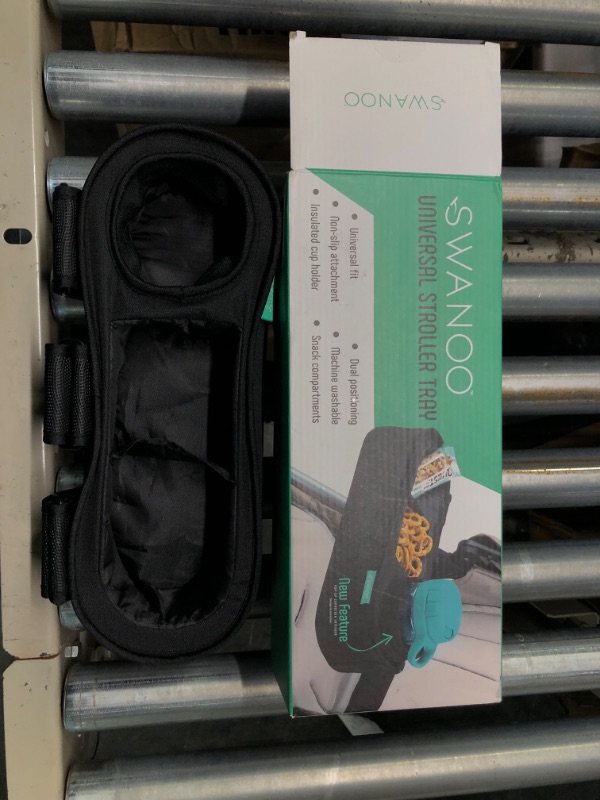 Photo 1 of Universal Stroller Tray with Insulated Sippy Cup Holder - Upgraded Rigid Frame Stays Upright - Exclusive Non Slip Straps Firmly Grip Stroller Bar. Universal Stroller Snack Tray Attachment