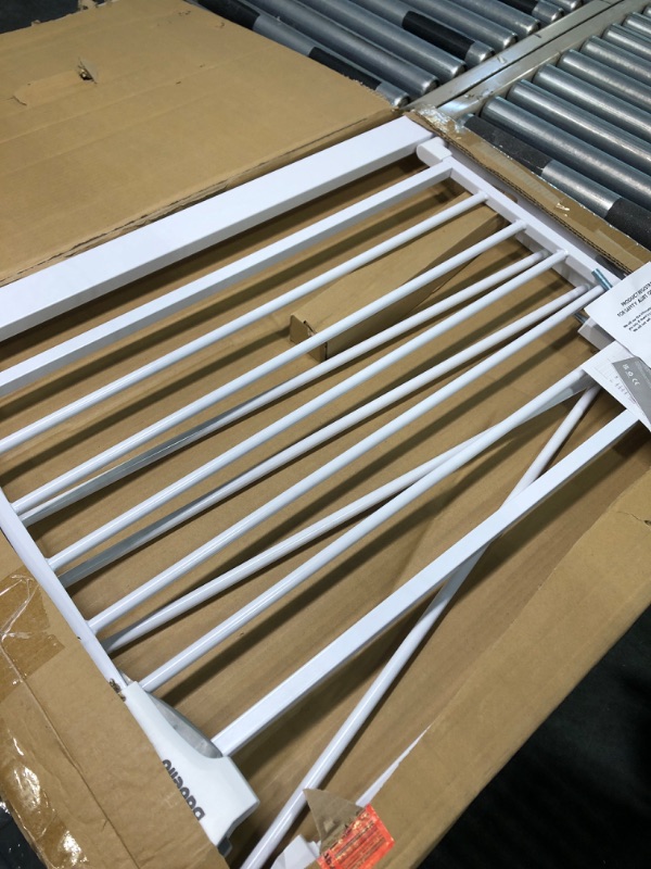 Photo 1 of Babelio Baby Gate for Doorways and Stairs, 26-40 inches Dog/Puppy Gate, Easy Install, Pressure Mounted, No Drilling, fits for Narrow and Wide Doorways, Safety Gate w/Door for Child and Pets White 26-40 Inch (Pack of 1)