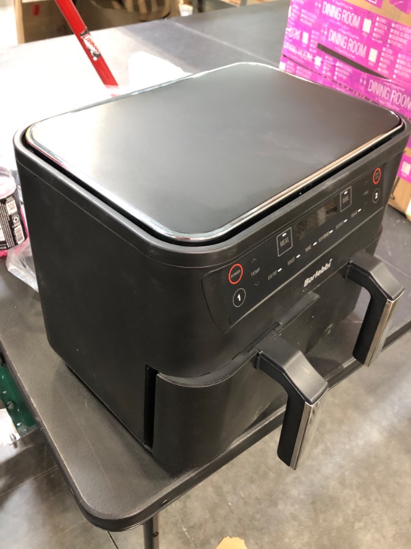 Photo 4 of Air Fryer, 8 Quart Dual Zone Air Fryers Oilless Cooker with 2 Independent Nonstick Frying Baskets, 6-in-1 Cooking Functions Airfryer, Black
