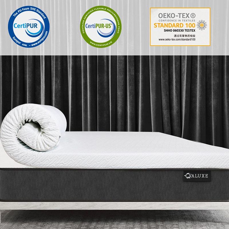 Photo 1 of 
3 Inch Gel Memory Foam Mattress Topper Twin XL Size High Density Cooling Pad Pressure Relief Bed Topper (with Removable & Washable Bamboo Cover)