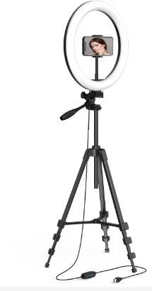 Photo 1 of 12.2" Ring Light with 54'' Extendable Tripod Stand & Cellphone Holders for Live Stream/Makeup/YouTube Video, Dimmable 