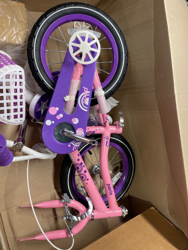 Photo 3 of JOYSTAR Paris Kids Bike for Girls 3-5 w/Training Wheels, 14", Pink